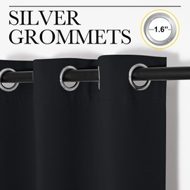 NICETOWN NICETOWN Black Out Curtain Panels - Home Decoration Thermal Insulated Solid Grommet Blackout Curtains/Drapes for Hall/Dining Room (Set of 2, 42 inches by 95 Inch, Black)