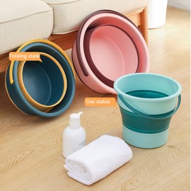 Collapsible Water Bucket, 10L Portable Folding Water Container, Multifunction Foldable Round Tub Water Pot for Fishing, Camping, Car Washing, Home Storage and Outdoors Wash （Green