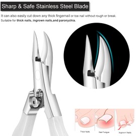 Toenail Clipper for Thick Toenails,Heavy Duty Ingrown Nail Clippers,Podiatrist Toenail Nipper/Cutter for Seniors with Sharp Blades,Protective Cover,Anti-Slip Soft Handle,Safe Buckle Design(White)