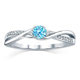SILVEGO Women's Ring 925 Sterling Silver with Genuine Blue Topaz Swiss and Brilliance Zirconia, Sterling Silver, Topaz