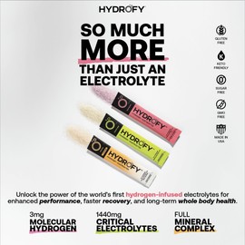 Hydrofy Hydrogen Water + Electrolytes Drink Mix | H2 Hydration Packets with Molecular Hydrogen, Sodium, Potassium, Magnesium, Calcium, and Minerals | No Sugar | Lemon Lime | 25 ct