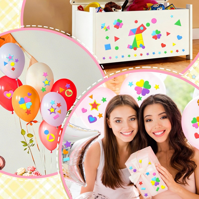 1700Pcs Foam Stickers Foam Shape Sticker Heart Star Sticker,Multicolour