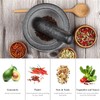 Polished Granite Mortar and Pestle Set, Stone Grinder Bowl for