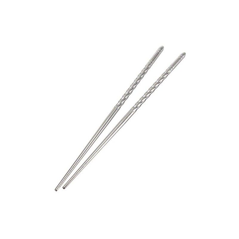 Ketobk 2 Pairs Stainless Steel Chopsticks Anti-Skip Thread Style Durable