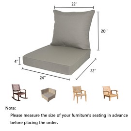 Incoroy Outdoor Deep Seat Cushion Set, Deep Patio Chair Cushions, Outdoor Seat Cushions for Patio Furniture, 22 x 24, Replacement Outdoor Couch Cushion for Sofa, Rain-Proof, Fade Resistant