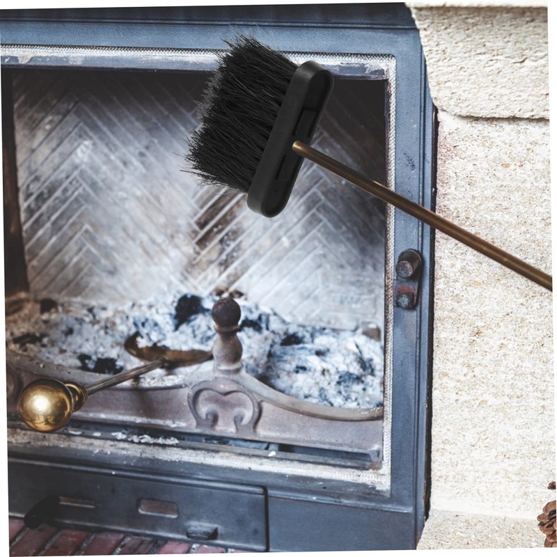 GRIRIW 2pcs Fireplace Brush Head Replacement Long Handled Scrubbing Brush