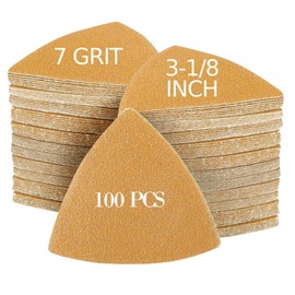 Gulrear 100PCS Multitool Sanding Pads for Oscillating Tool Sanding Attachments, Contains Triangle Sandpaper in a Variety of Grits, Detail Sanders for Woodworking, Metal and Other Surfaces