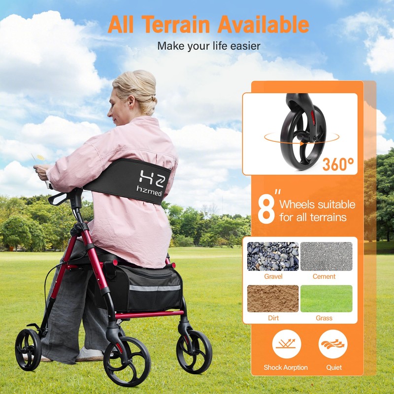 Walkers for Seniors with Seat, Foldable Rolling Walker with Durable