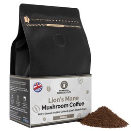 Merryhill Mushrooms - Lion’s Mane Mushroom Ground Coffee - Focus | Adaptogenic, Medium Roast Mushroom Coffee Made With Lion's Mane Extract (250g)