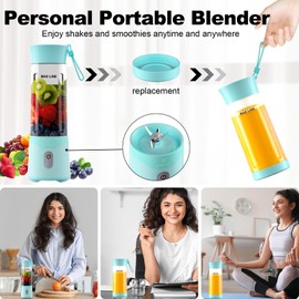 COKUNST 18oz Portable Blender, USB Rechargeable Personal Size Blenders, Smoothie Blender with 6 Blades for Protein & Shakes, Mini juicer with Extra Handle Lid for Travel Sports Outgoing, Green