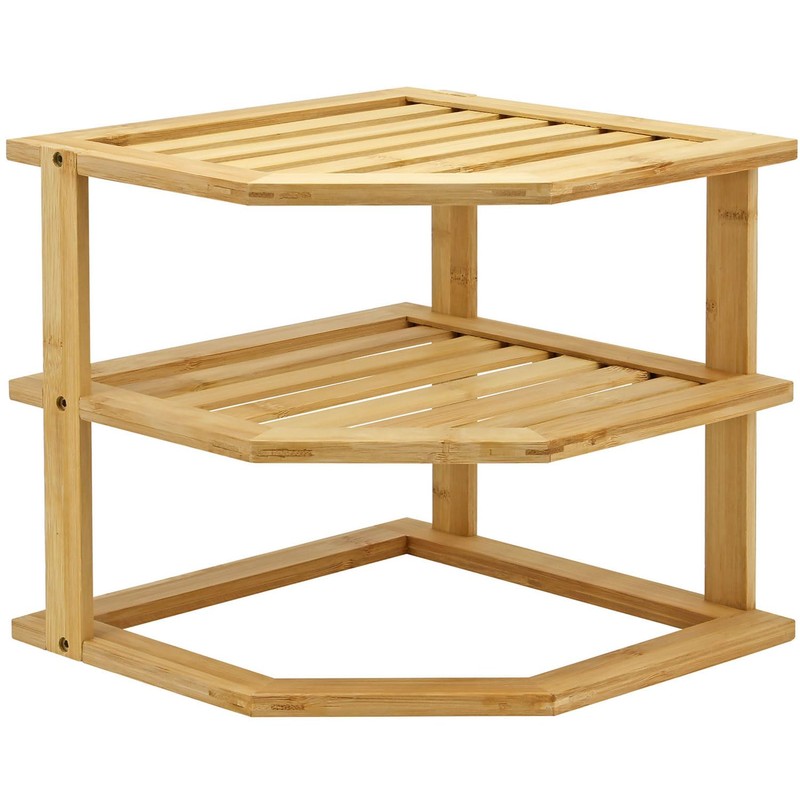 Taylor & Brown Bamboo 3 Tier Corner Shelf Unit Kitchen