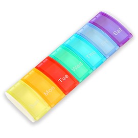 Eupneicu Pill Box 7 Days, Pill Box with Improved Open Design, Easy to Open, Portable Pill Box for Medication, Vitamins, Fish Oil, Dietary Supplements etc. [Multi-Colour]