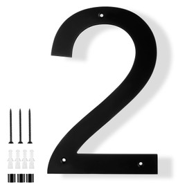 DEWEL Large House Numbers, 10 Inch Black House Number Sign with Nail Kits, Floating Address Numbers for House, Modern House Numbers for Outside (House Number 2)