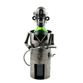 Wine Bodies Fireman Firefighter Metal Wine Bottle Holder, Charcoal