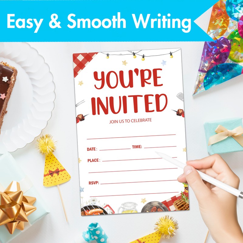 BBQ Party Invitations, Summer Barbecue Invite Cards with Envelopes (30PACK),