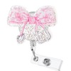 Cute Pink Floral Bow Stethoscope Retractable Badge Reel with Acrylic