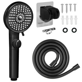 RV Shower Head with Hose, High Pressure 5 Mode Shower head Replacement, Shower Head for RV/Campers, Travel Trailer, Motorhome for Water Saving, Shower Head Holder and Hose, On Off Switch, Black