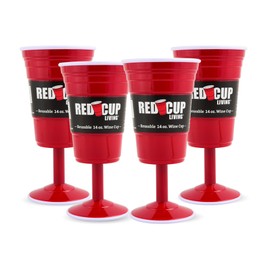 Reusable Red Wine Glasses with Stem, 14oz – Thick, Heavy-Duty Drinking Glasses for Parties, Travel, Camping | Durable Champagne Flutes, Perfect for Christmas Gift Set, Sturdy Wine Glasses - Set of