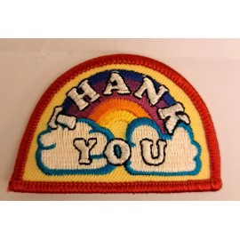 Unbranded Thank You Fun Patch- GSA Girl Scouts Badge New Iron On Rainbow with Clouds