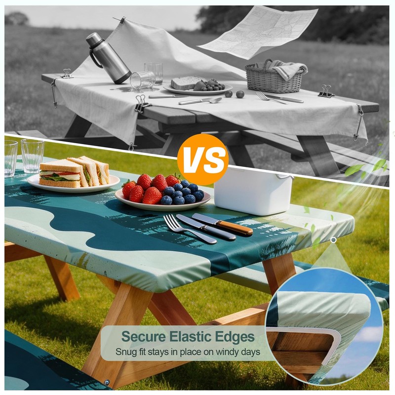 Picnic Table Cover with Bench Covers Camping Essentials Waterproof Windproof