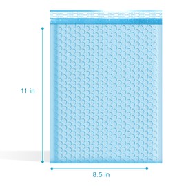 Light Blue 8.5x12 Inch Poly Bubble Mailers #2 | Self Seal Large Padded Envelopes | Air Cushioned Bubble Mailer | Usable Size 8.5x11 | Waterproof Lightweight Mailing Shipping Bags | 100 Pack Bulk