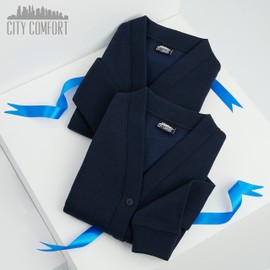 CityComfort Girls Cardigan, Long Sleeve Button Down School Cardigan for Kids (Navy 2 Pack, 5-6 Years)