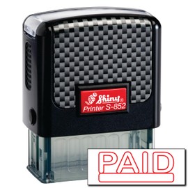 Shiny Paid Stamp Self Inking Rubber Stamp, 1/2" by 1-1/2" Impression Area, Red Ink, Refillable