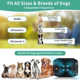 Antibarking Device for Dogs, 55 ft Acoustic Anti-Bark Agent with Remote Control, 3 Modes Ultrasonic Bark Stopper for Dogs Indoor Outdoor Anti-Bark for Dogs Small Large Medium Dogs Anti Bell