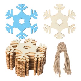 Wooden Snowflake Shape Unfinished Wood Snowflake Pieces Blank Wood Pieces Wooden with Twines Art Ornaments for Christmas Wedding Birthday Party Thanksgiving Day Decoration 20Pcs