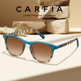 CARFIA Retro Cool Acetate Polarized Sunglasses for Men UV Protection, Outdoor Fashion Driving Eyewears Male Square Sunnies