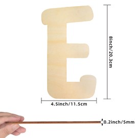Wooden Letters 8 Inch Wood Letter E 1/5 Inch Thick Cutouts Unfinished Wooden Alphabet Letters for Wall Decor Crafts DIY Painting Birthday Party Nursery Holiday Large Home Decorations