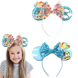 Eterspr Pack of 2 Mouse Ears Headband, Glitter Mouse Ears, Headband, Ears, Mouse, Glitter Butterfly Headband, Masquerade Accessories for Adults and Children