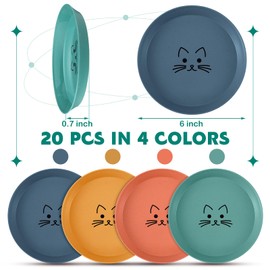 Yungyan 20 Pieces Whisker Fatigue Relief Cat Bowl 6 Inch Shallow Cat Food Dish Ferret Wet Feeding Bowls Wide Cat Food Plates Small PET Round Plates for Stray Cat Kittens Short Legged Cat