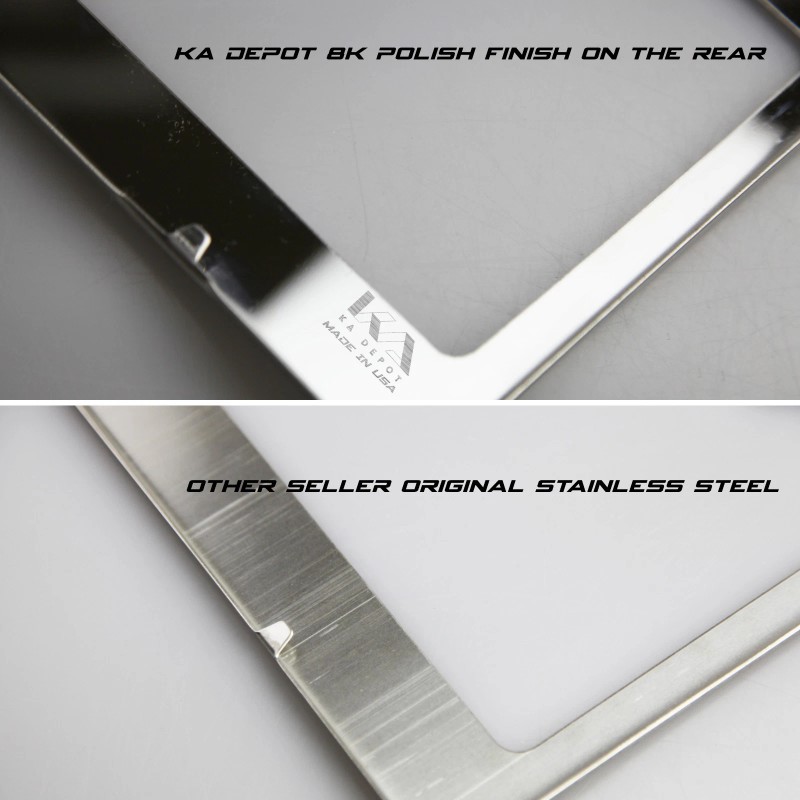 KA T304 Stainless Steel Polish Purple Chrome License Plate Frame