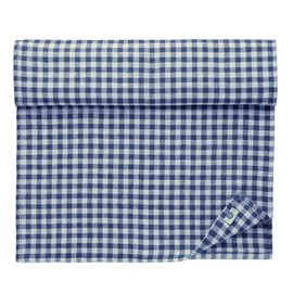 Linen & Cotton Table Runner Fabric Table Decoration Table Linen Estella - 100% Linen, White / Blue (40 x 100 cm) Checked Small Runner Table Coffee Table for Kitchen Home Country House Hut Spring
