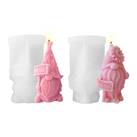 Welcome Gnomes Silicone Candle Molds for Candle Making,3D Silicone Casting Mold for Dwarf Casting Mould,DIY Plaster Polymer Clay Epoxy Resin Molds Ornaments for Harvest Festival Home Decor (White)