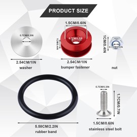 Bumper Quick Release Kit, Bumper Holder Bands Bumper Trunk Quick Release Fastener Kit for Front Rear Bumper Fasteners Universal Car Bumper (18pcs, Red)