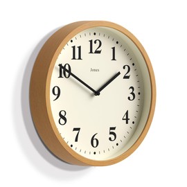 Jones Clocks® Lodge Wall Clock - Modern Wall Clock - Small Wall Clock - Wood Effect Case - Minimalist Dial (Medium Faux Wood)
