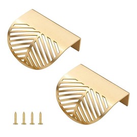 MOROBOR Solid Brass Cabinet Knob Finger Pulls, 2pcs Leaf Shaped Curved Cabinet Pulls, Decorative Furniture Handles with Mounting Screws for Cupboard Cabinet Wardrobe Drawer