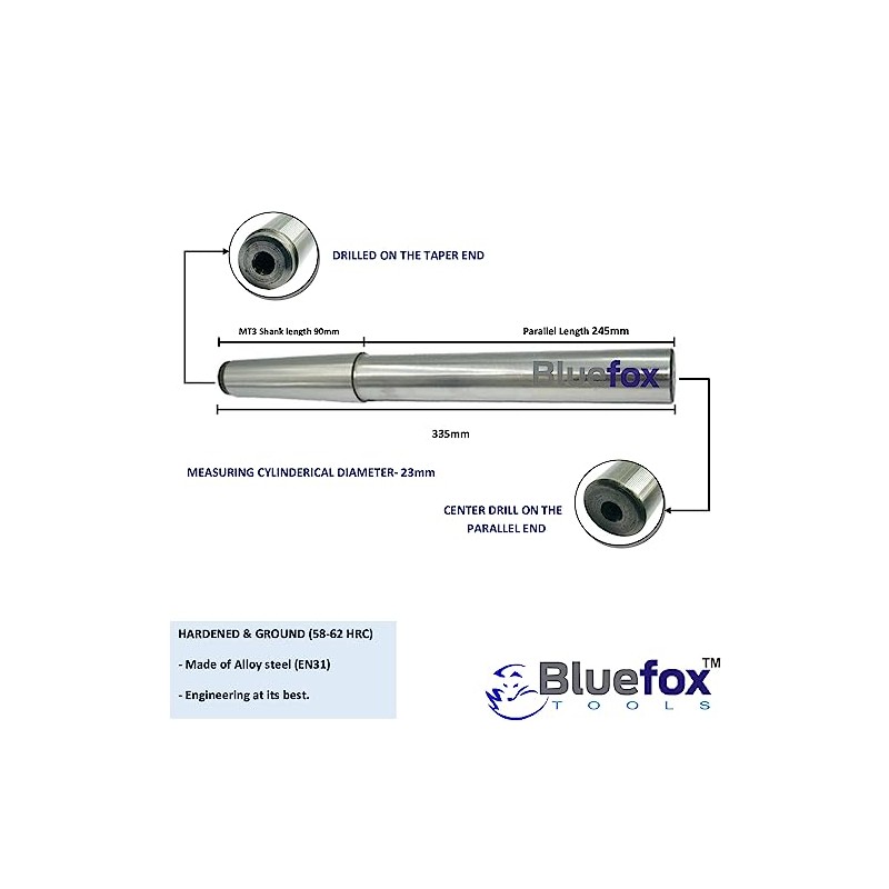 BLUEFOX TOOLS 3MT Lathe Alignment Test-Bar MT3 Over All Length