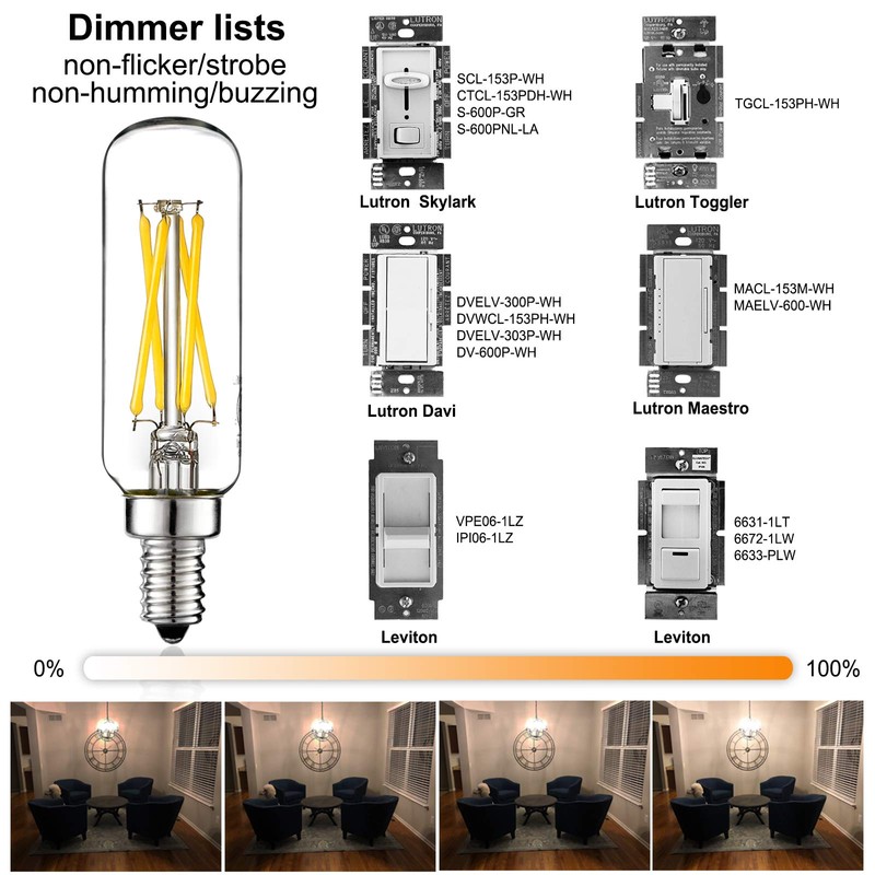 LiteHistory E12 led Bulb Dimmable 4W Equal 40W led Candelabra