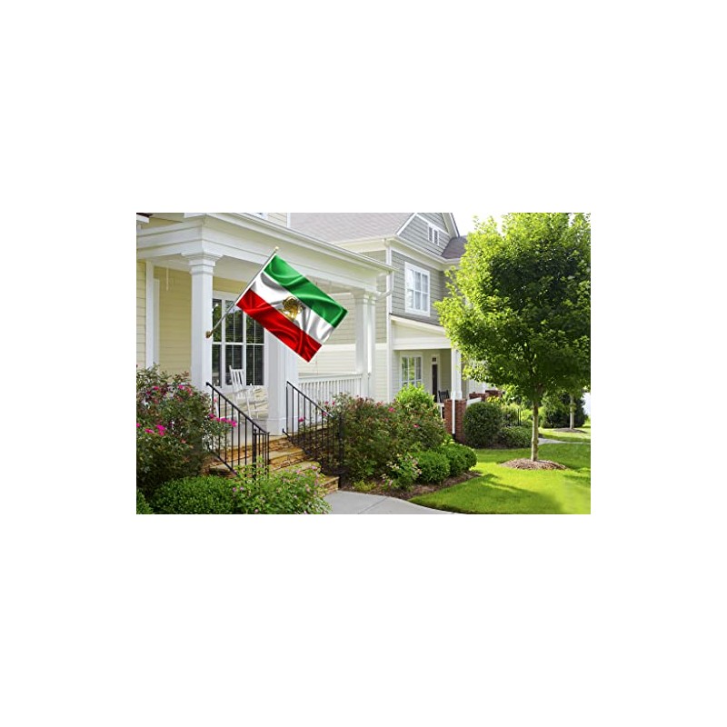 Yicmirtu Old Iran Flags with Lion Sun and Crown 2x3FT