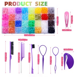 32 Colors Small Hair Rubber Bands with 16 Hair Styling Tools, 2000 Pcs Elastic Girl Baby Hair Ties Mini Hair Bands with Hair Elastic Cutter Hair Accessories Xmas Stuff for Girls Baby Toddlers Kids
