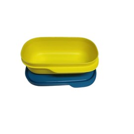Tupperware to Go Lunch Box Clever Break 550 ml Lunch Box with Divider Eco+ School (Yellow Turquoise 120 ml)