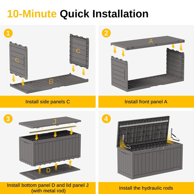 EAST OAK Outdoor Storage Box, 90 Gallon Deck Box, Waterproof