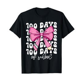 100 Days of School Girls Coquette Bow 100th Day of School T-Shirt