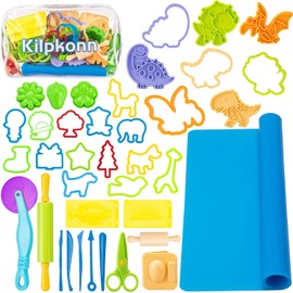 Dough Tools Kit for Kids, 41Pcs Play Dough Accessories Molds, Shape, Scissors, Rolling Pin, Playdough Mat with Storage Bag, Play Dough Sets for Toddlers Girls Boys
