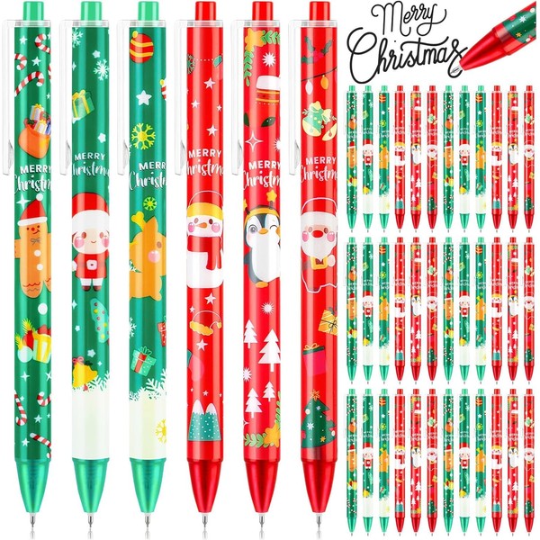 KAHEIGN 60Pcs Christmas Gel Ink Pens, 6 Styles Retractable Ballpoint