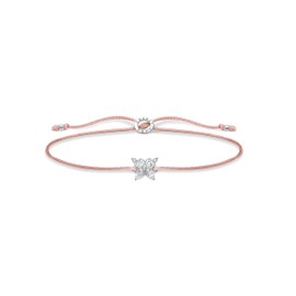 THOMAS SABO Little Secret LS117-401-19-L20V Women's Bracelet with White Stones 925 Sterling Silver Butterfly, Sterling Silver Nylon, No Gemstone