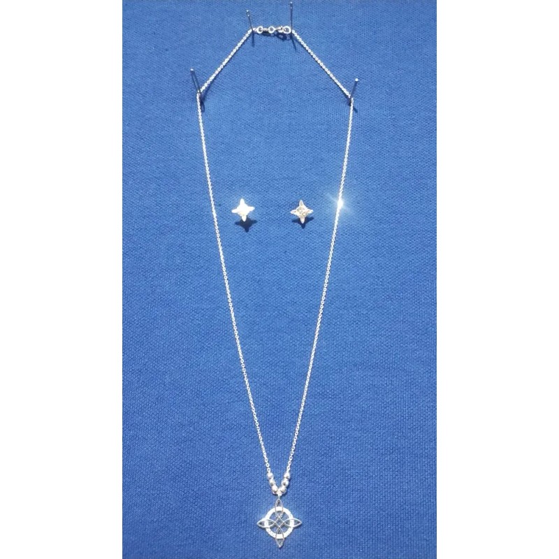 Cadena Nudo De Bruja, Con Aretes Plata Ley 925. Incluye
